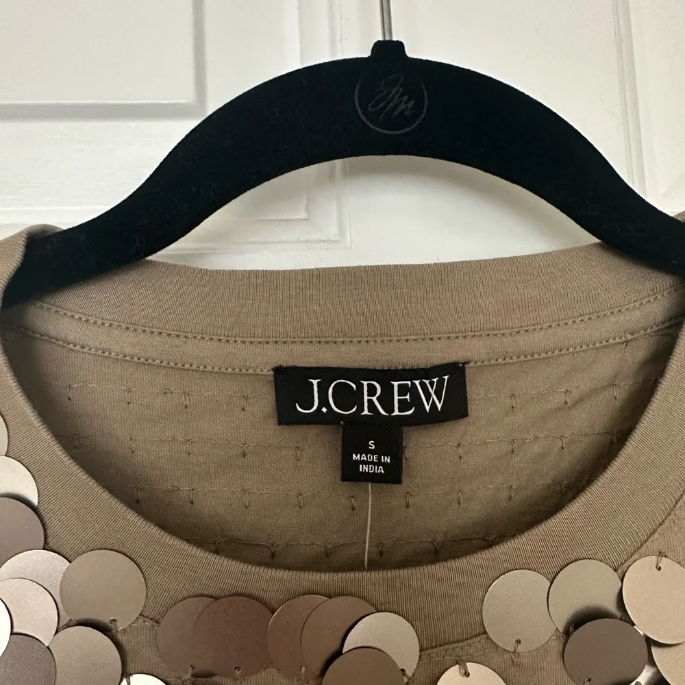 J. Crew Women's Short Sleeve Sequin Tee - Metallic Gold - Picture 2 of 3